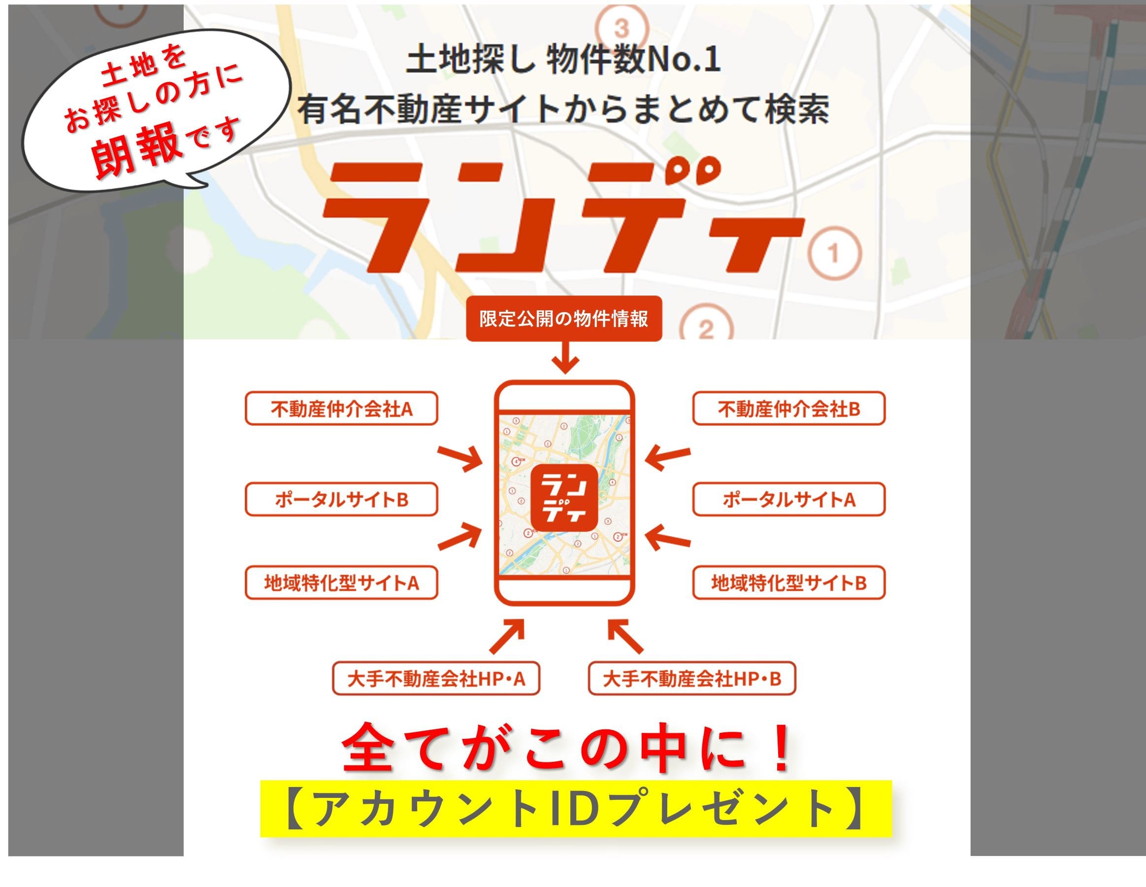 土地をお探しの方必見！！》土地一括検索アプリ『ランディ』専用ＩＤ