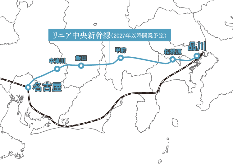リニア中央新幹線ルート概念図