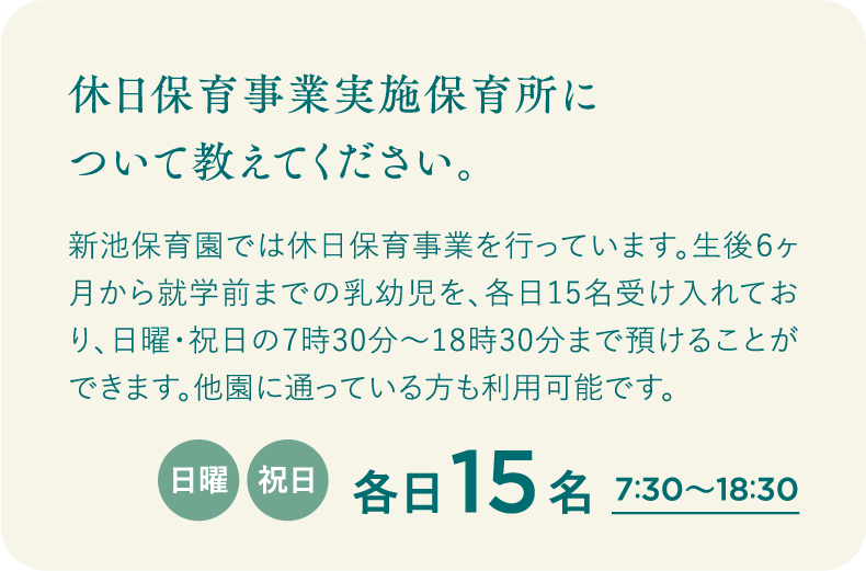 休日保育事業実施保育所について